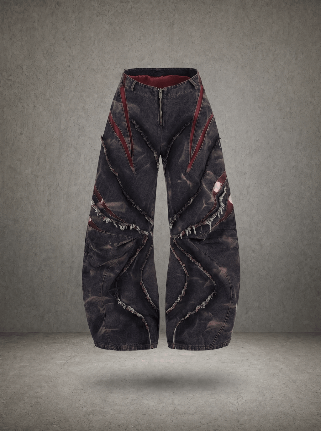 RUIN STAIN CURVED SPLIT DISTRESSED JEANS