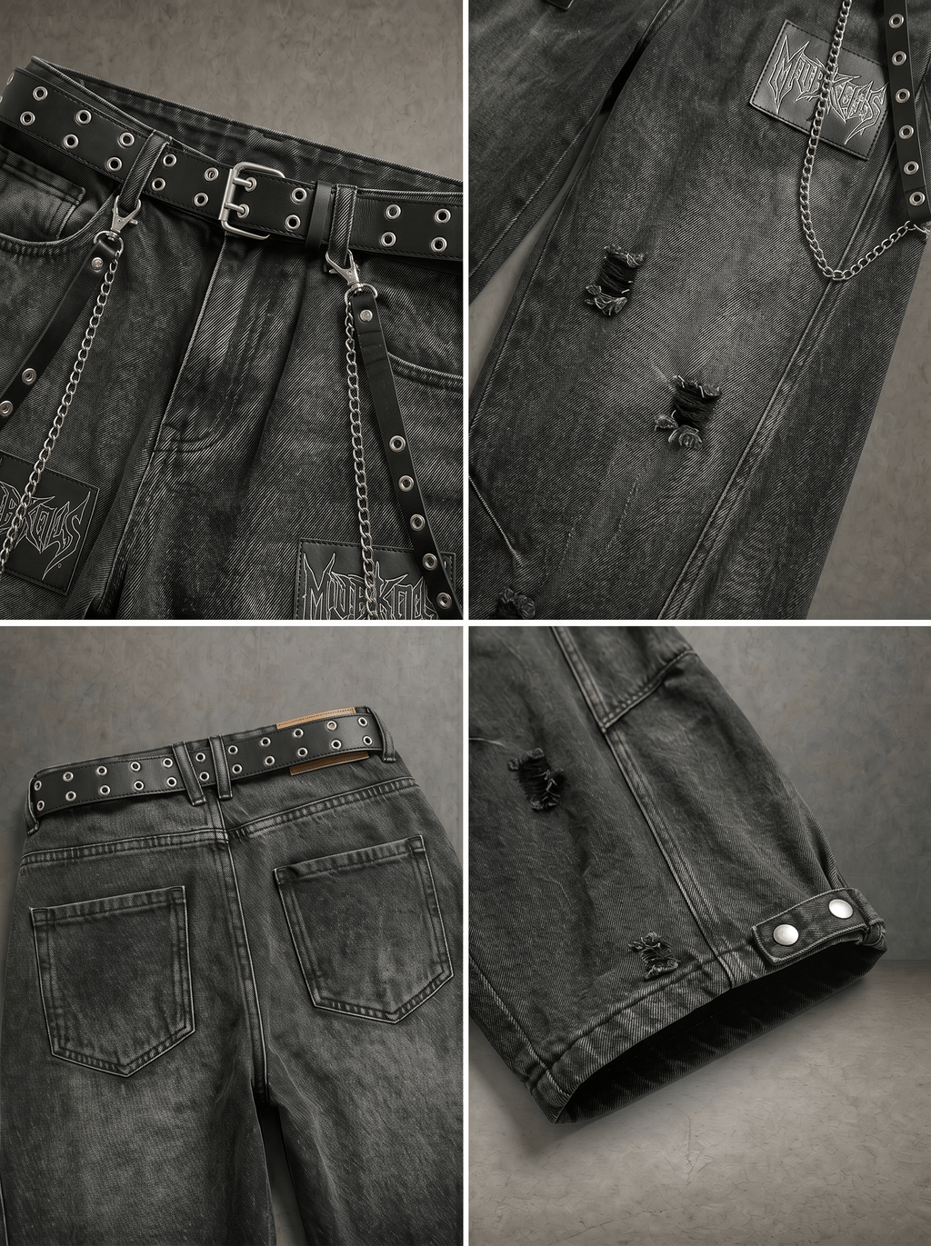 GRUNGE DISTRESSED WIDE-LEG JEANS