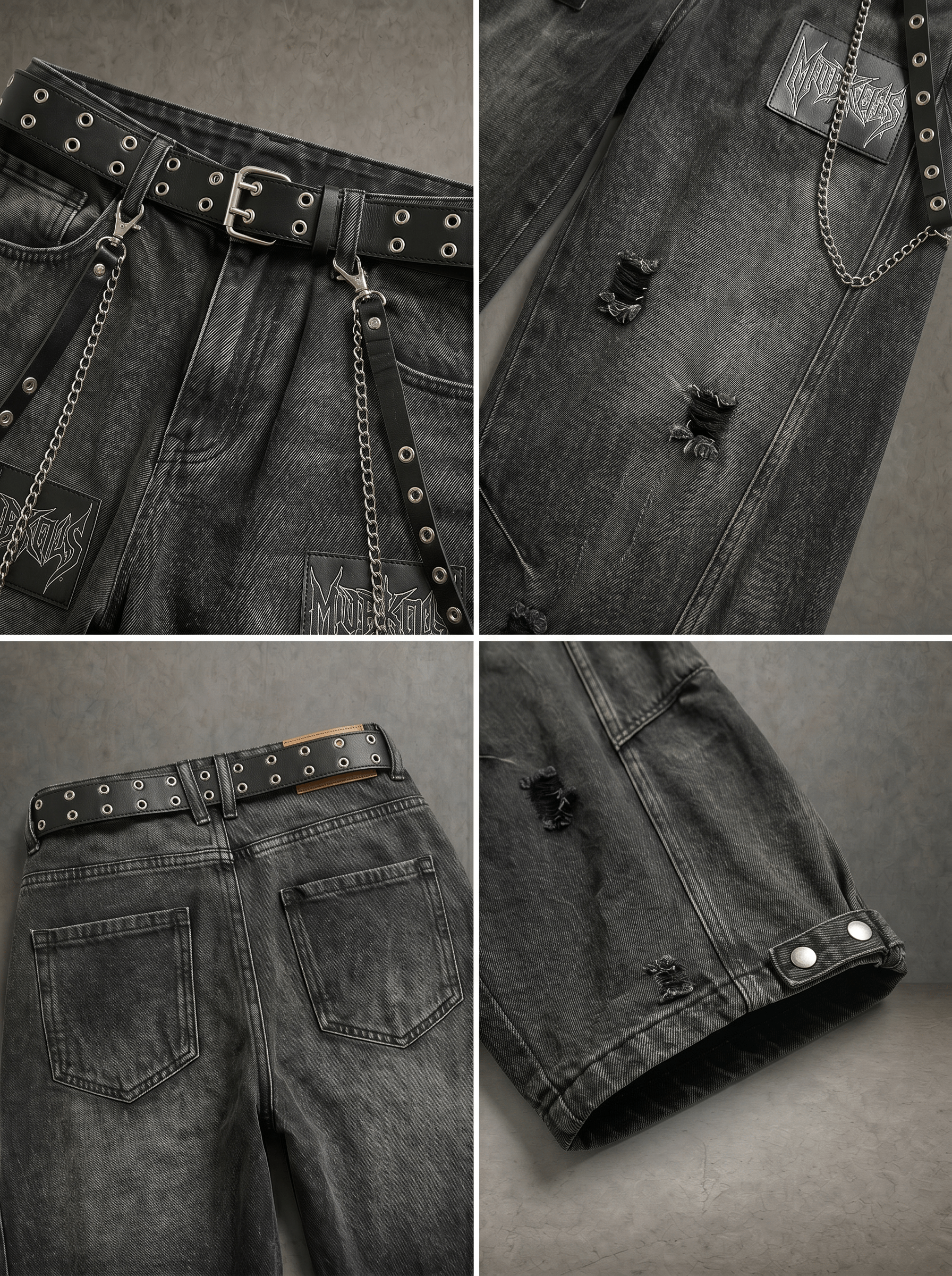 GRUNGE DISTRESSED WIDE-LEG JEANS