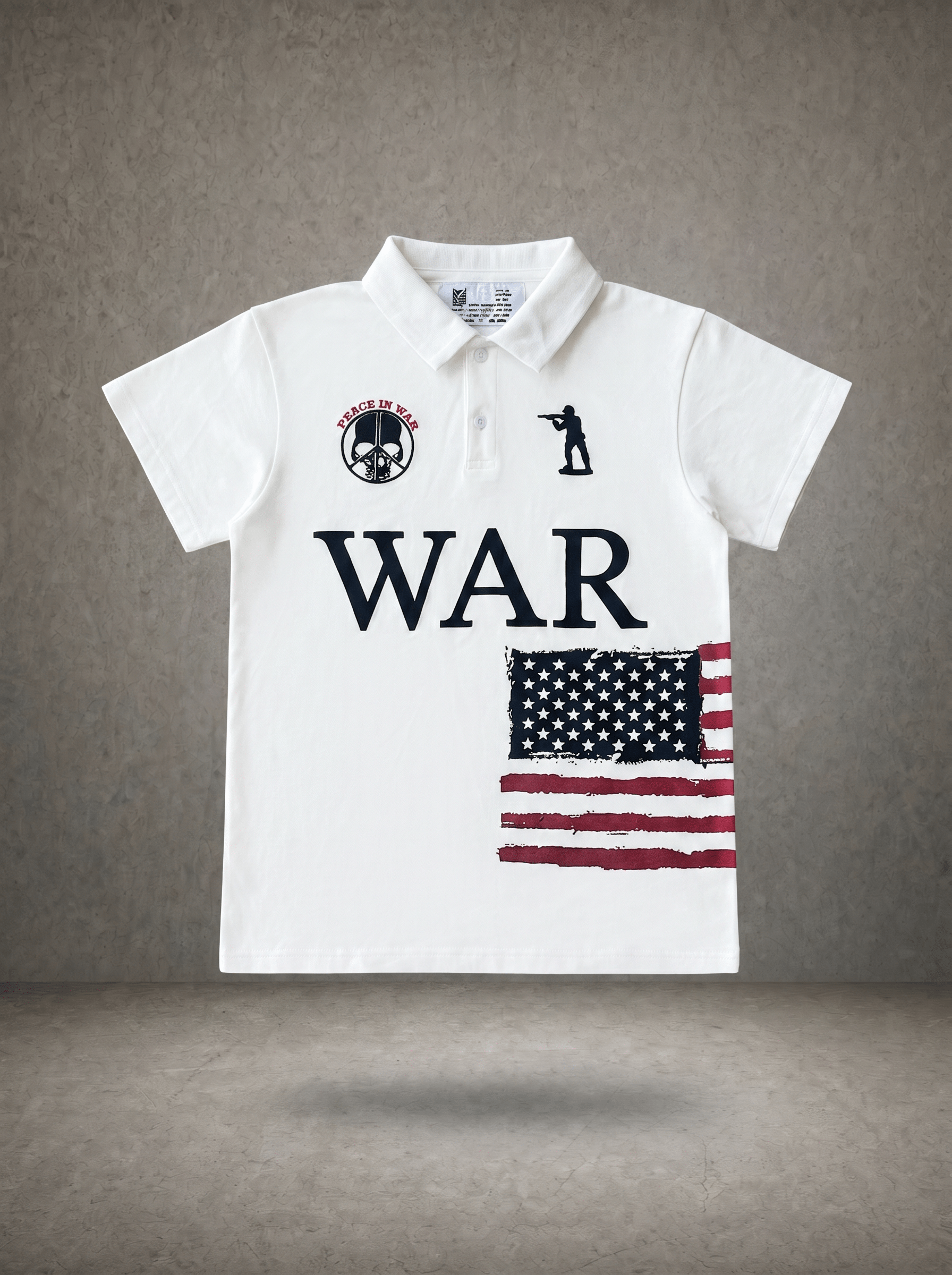 WAR & PEACE EMBROIDERED POLO SHIRT
