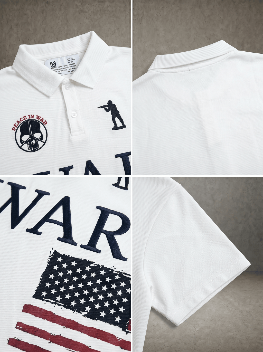 WAR & PEACE EMBROIDERED POLO SHIRT
