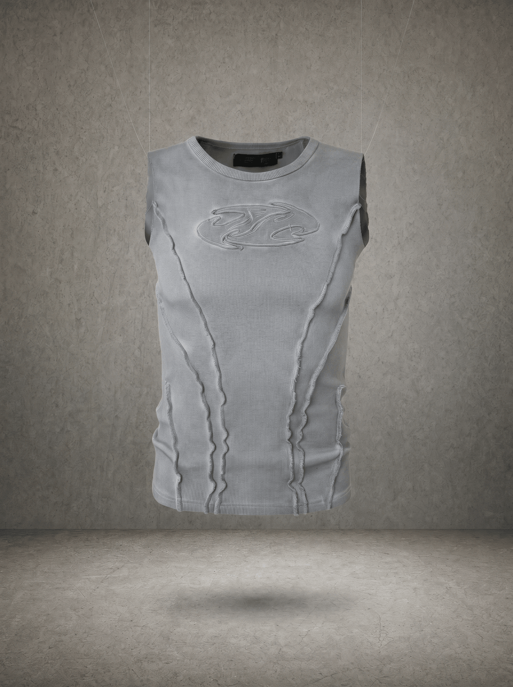 WASHED EMBROIDERED RIB VEST