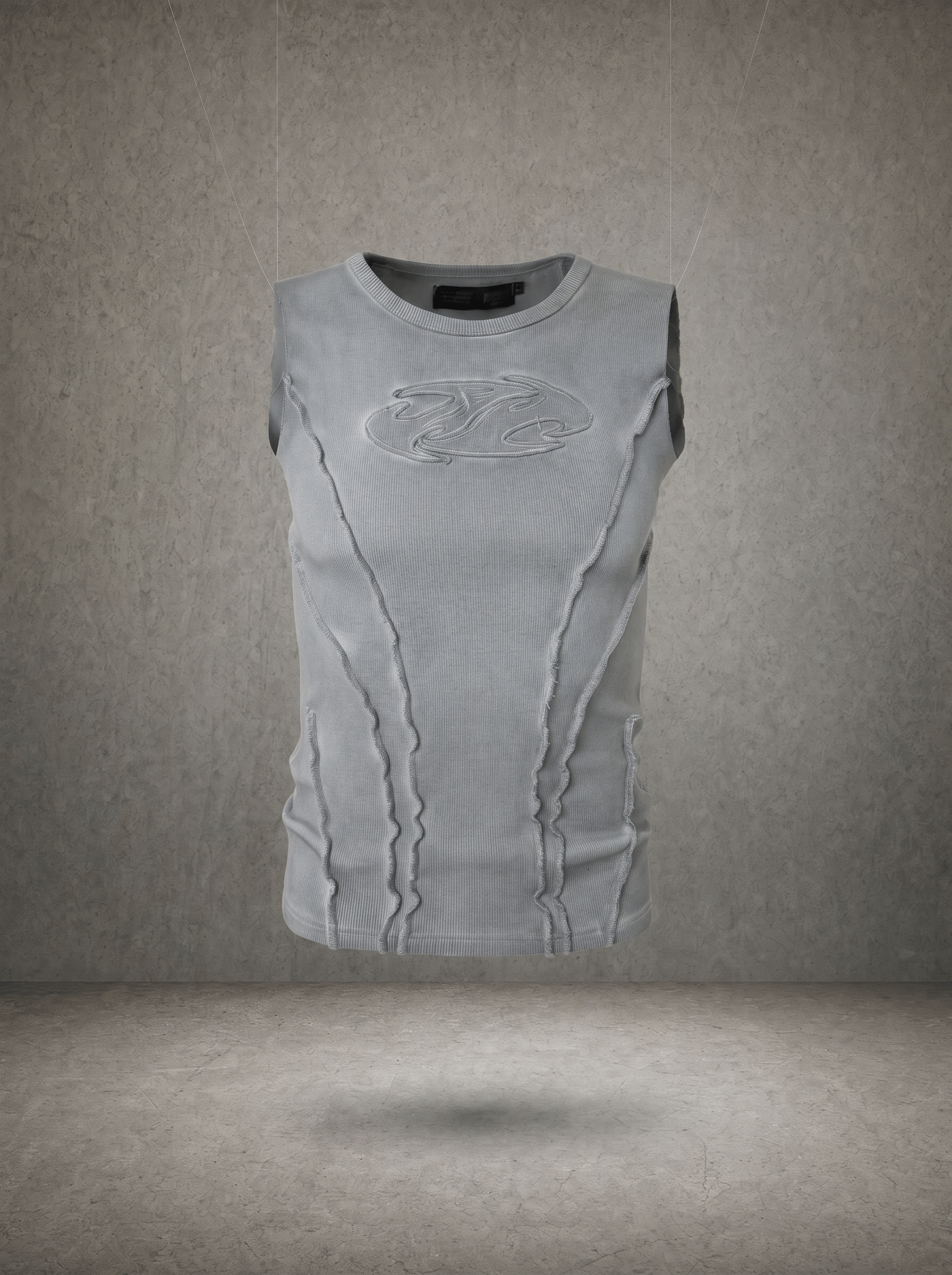 WASHED EMBROIDERED RIB VEST