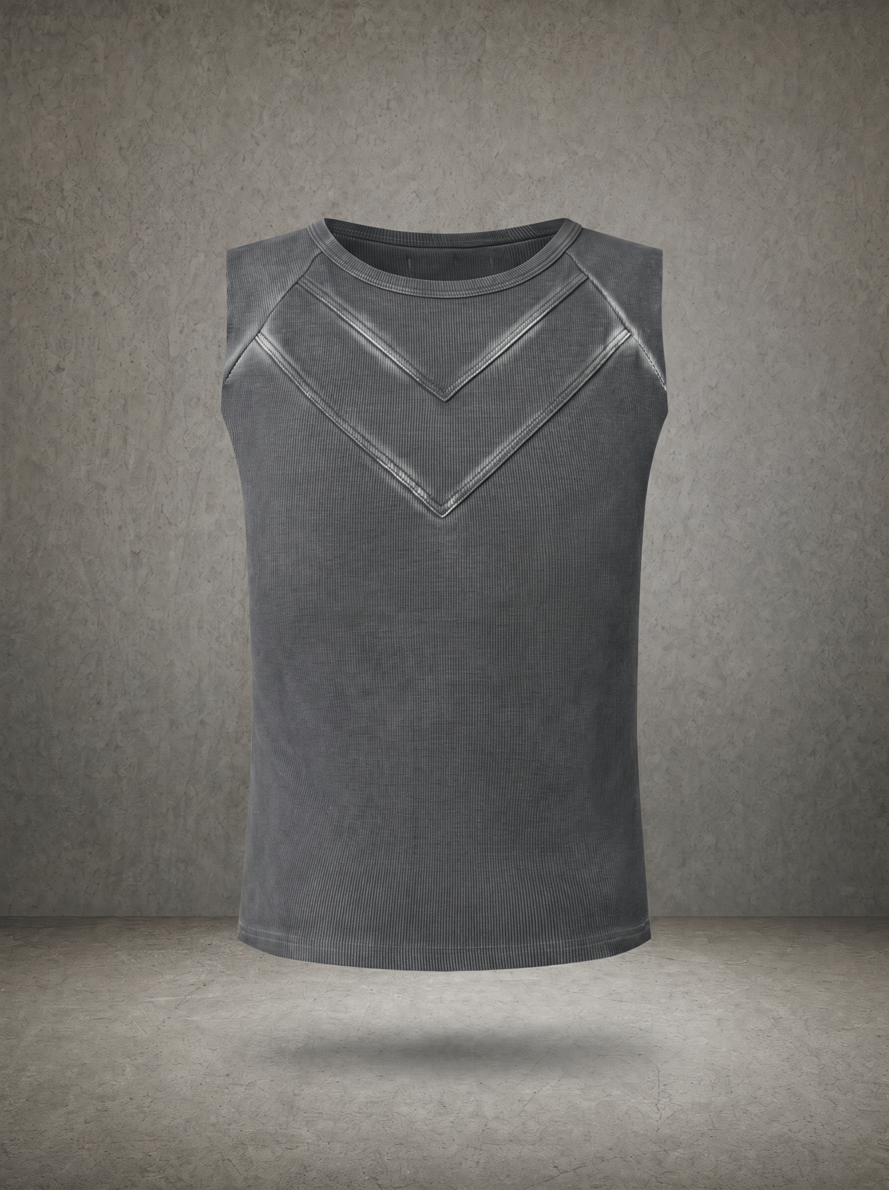 WASHED EMBROIDERED RIB VEST