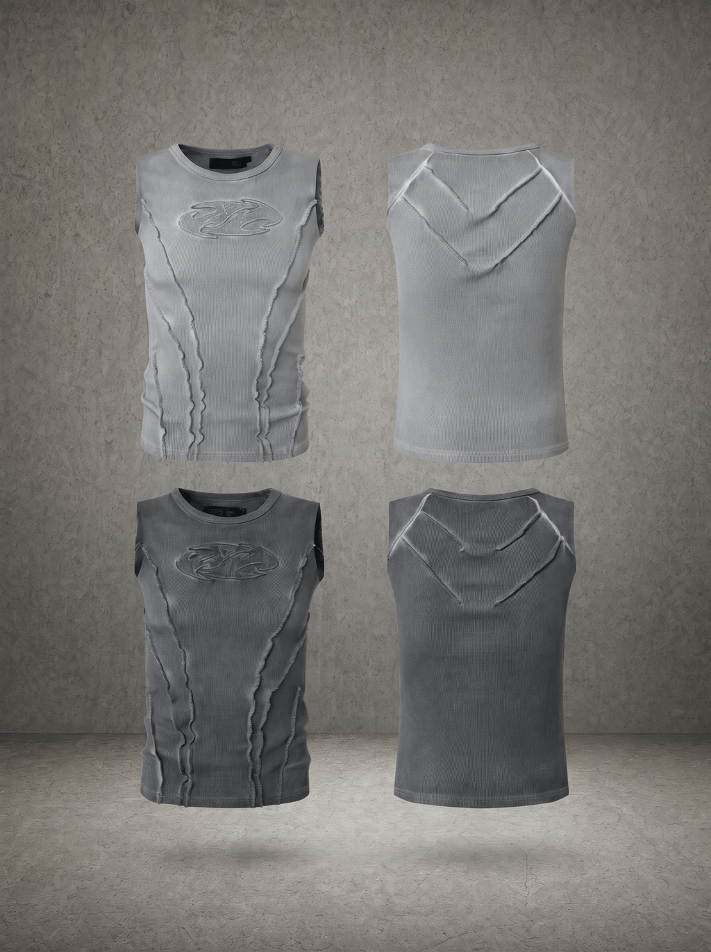 WASHED EMBROIDERED RIB VEST