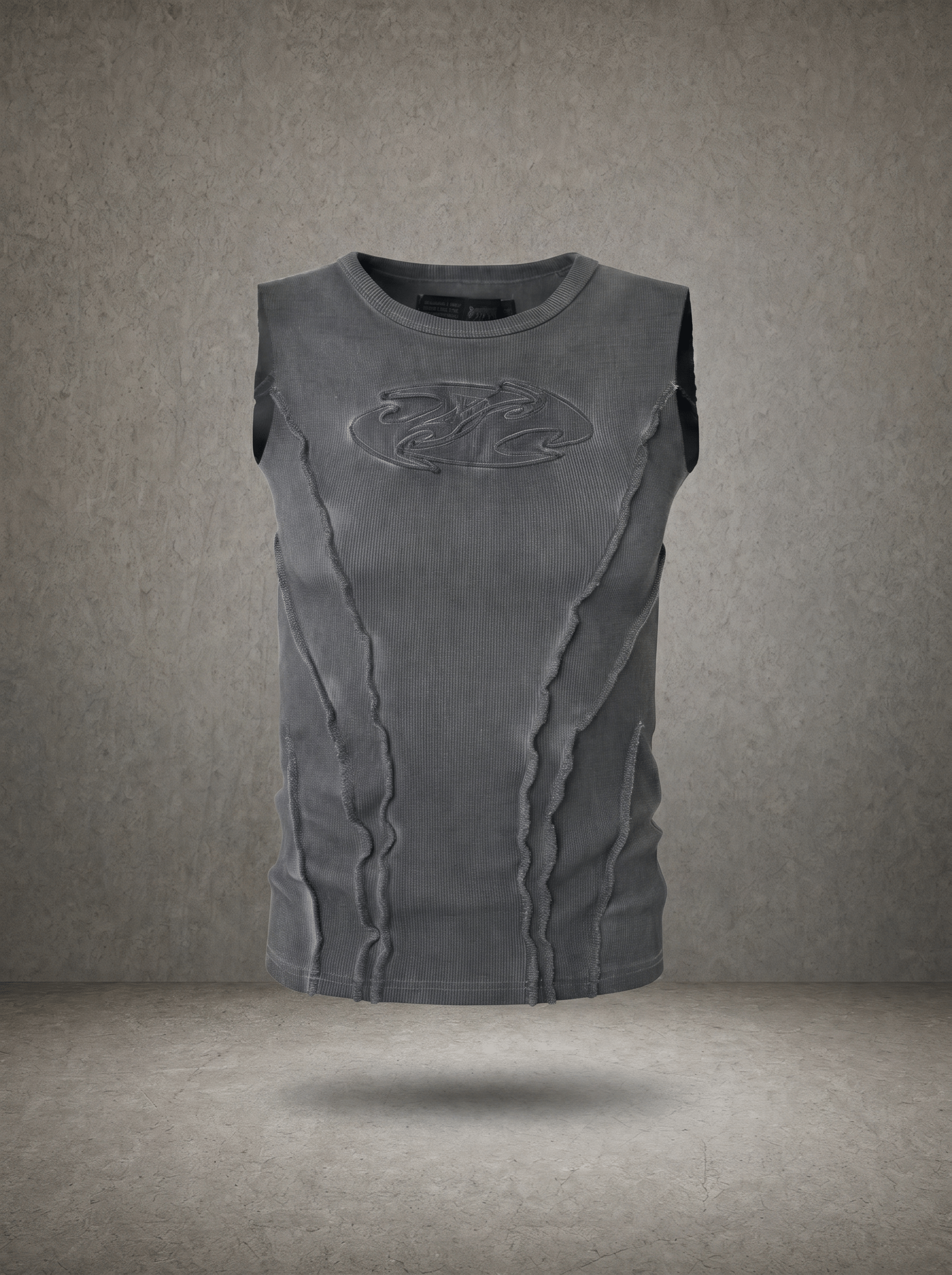 WASHED EMBROIDERED RIB VEST
