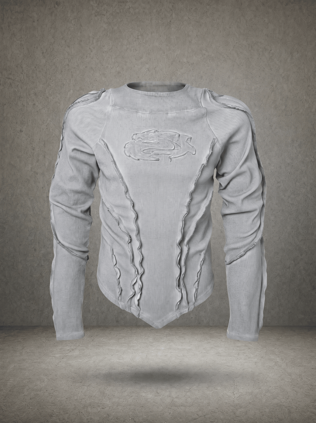 DRAGON FRACTURE RAW SEAM WASHED RIB LONGSLEEVE