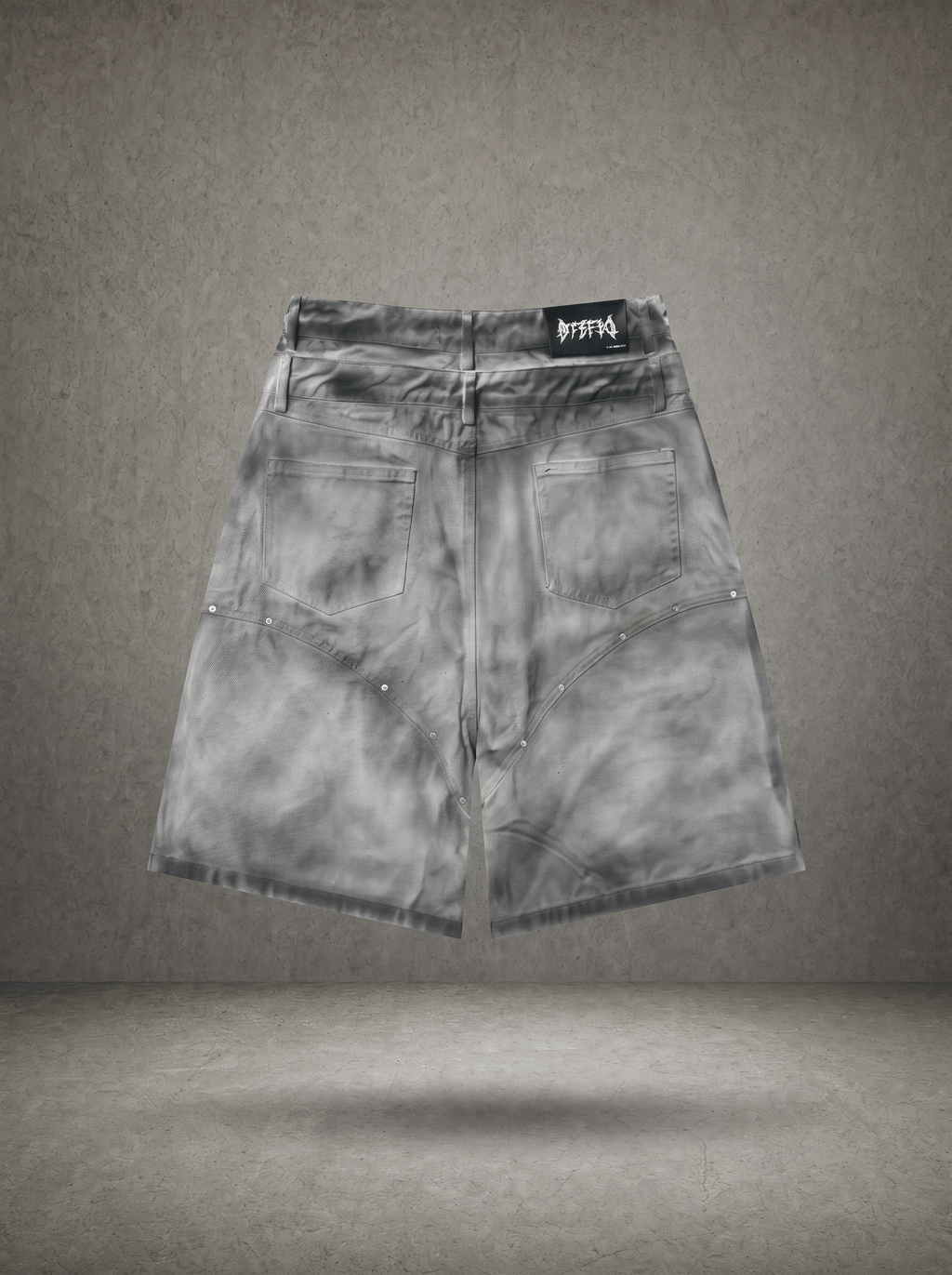 GOTHIC TRIBAL SPIKED DENIM SHORTS