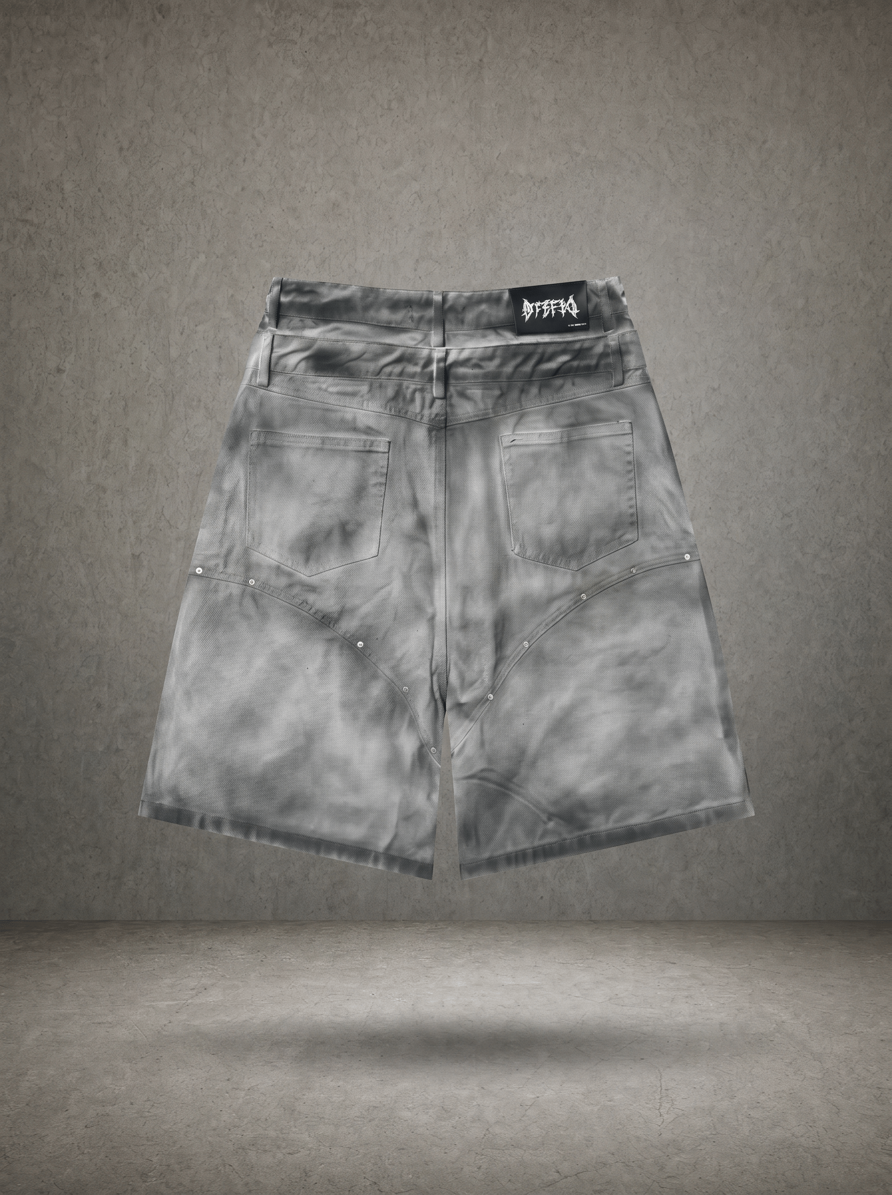 GOTHIC TRIBAL SPIKED DENIM SHORTS