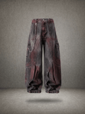 CRIMSON FADE ARC CARGO BAGGY DENIM