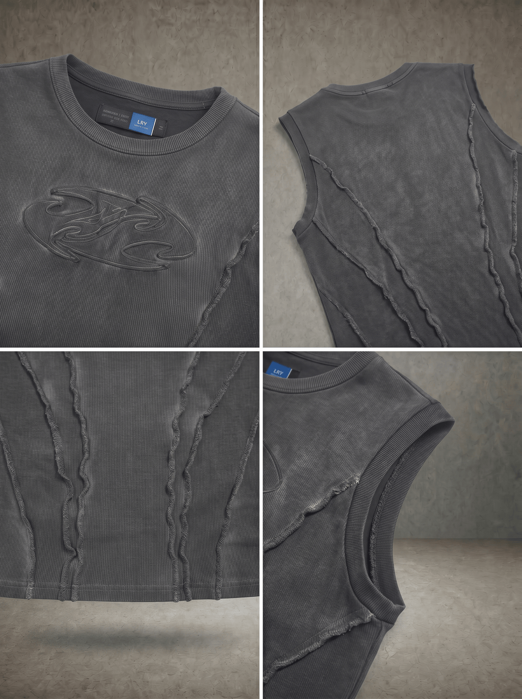 WASHED EMBROIDERED RIB VEST