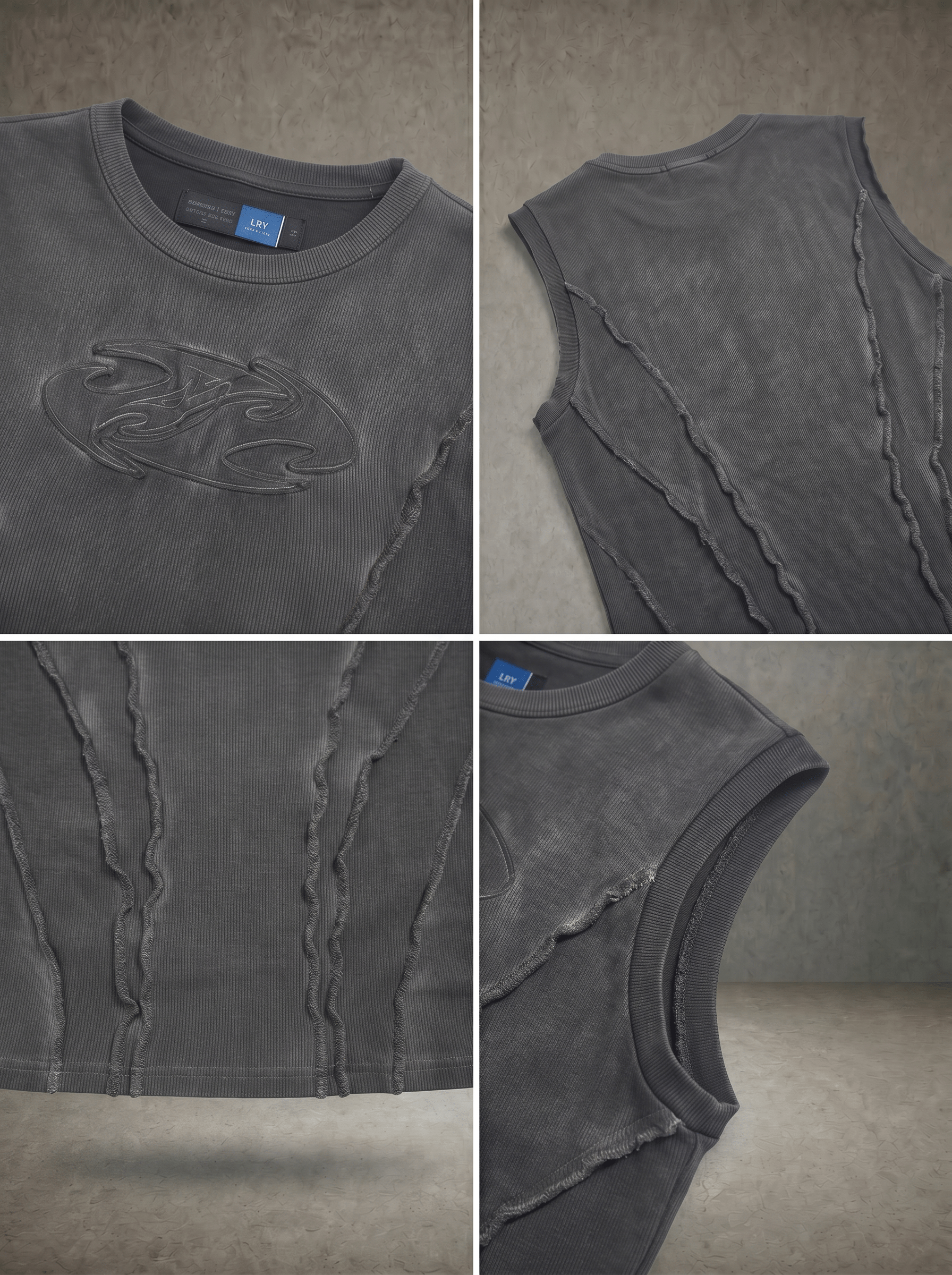 WASHED EMBROIDERED RIB VEST