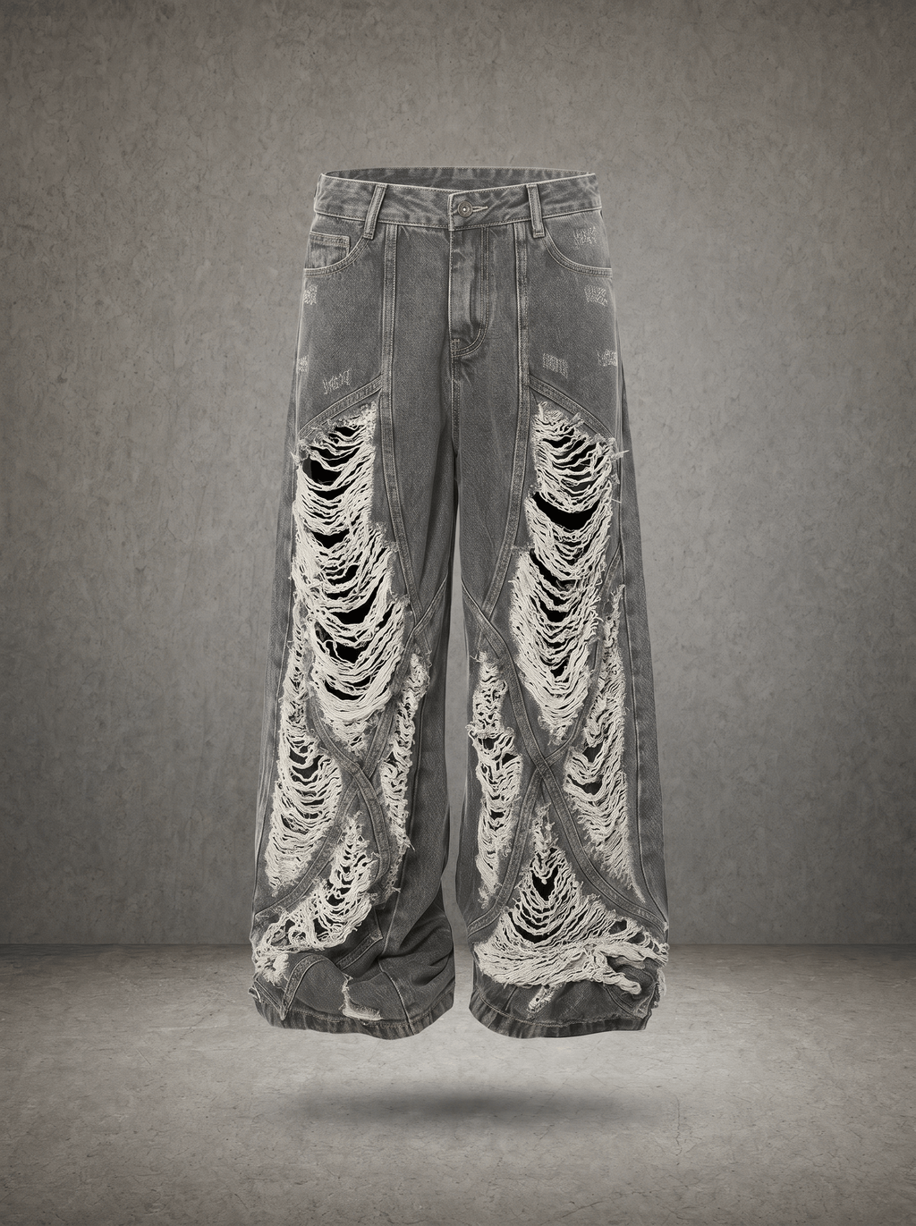 ASH FADE CHAIN-FRAY DESTROY WIDE JEANS