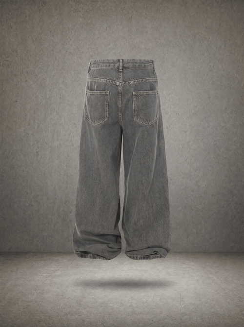 ASH FADE CHAIN-FRAY DESTROY WIDE JEANS