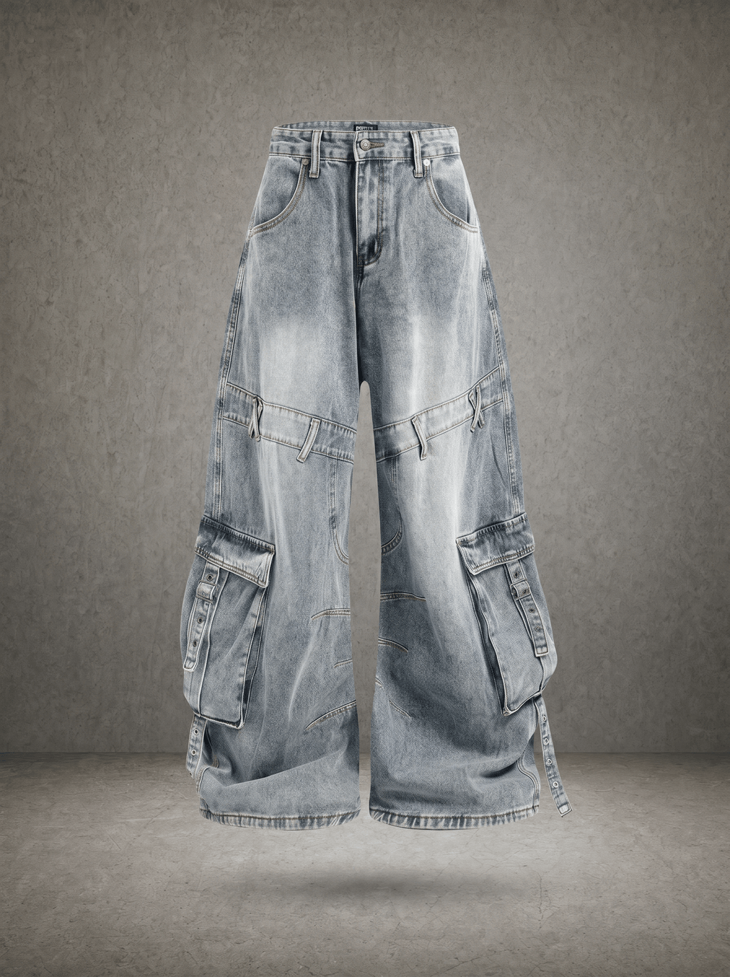 INDUSTRIAL HARNESS WASHED BAGGY UTILITY JEANS