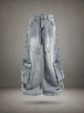 INDUSTRIAL HARNESS WASHED BAGGY UTILITY JEANS