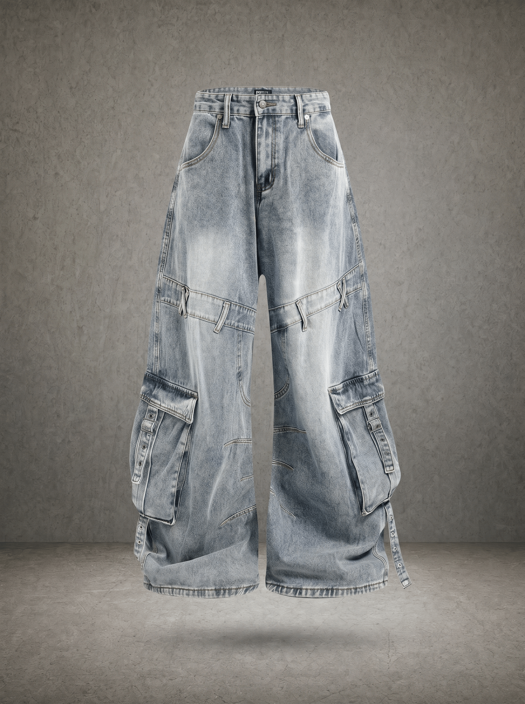 INDUSTRIAL HARNESS WASHED BAGGY UTILITY JEANS