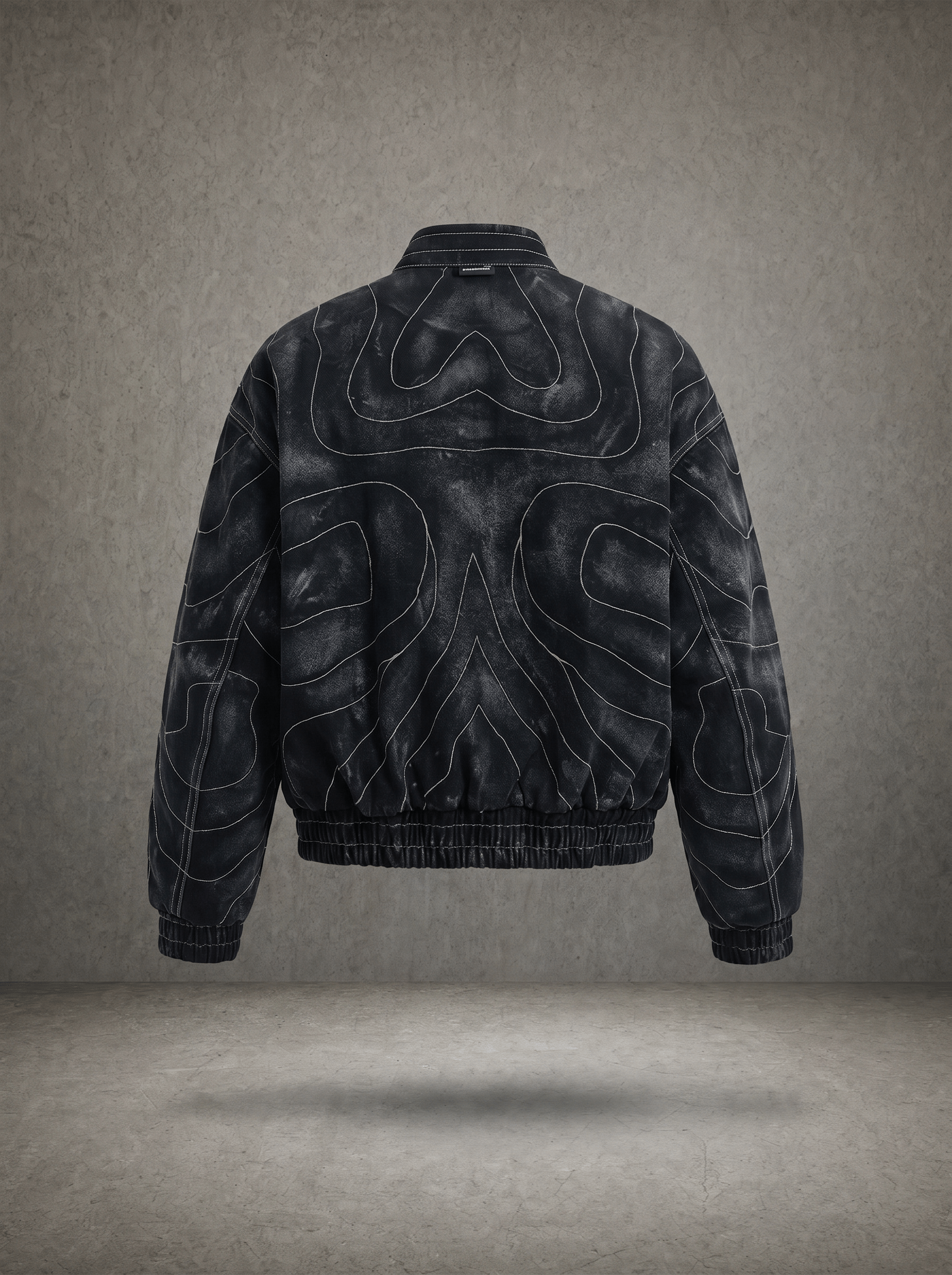 TOPOGRAPHIC CONTOUR STITCH WASHED BOMBER JACKET