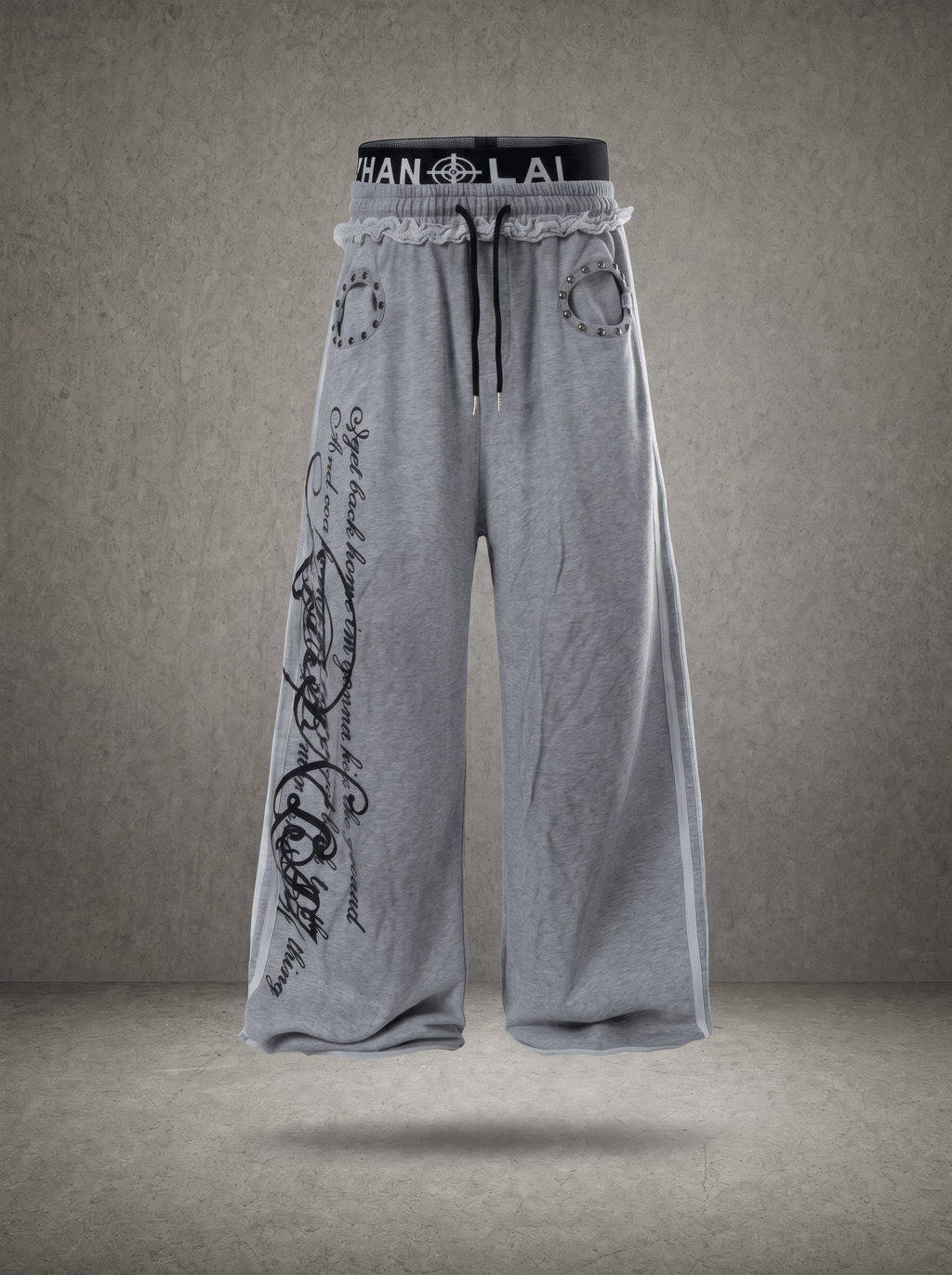 DOUBLE WAIST Y2K WIDE-LEG SWEATPANTS