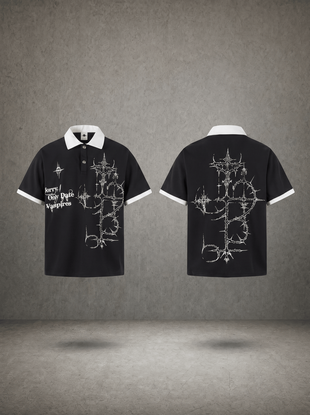 VAMPIRE GOTHIC WAFFLE POLO SHIRT