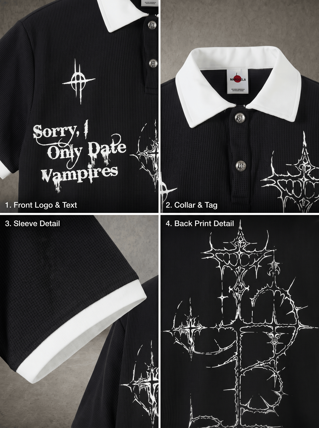 VAMPIRE GOTHIC WAFFLE POLO SHIRT