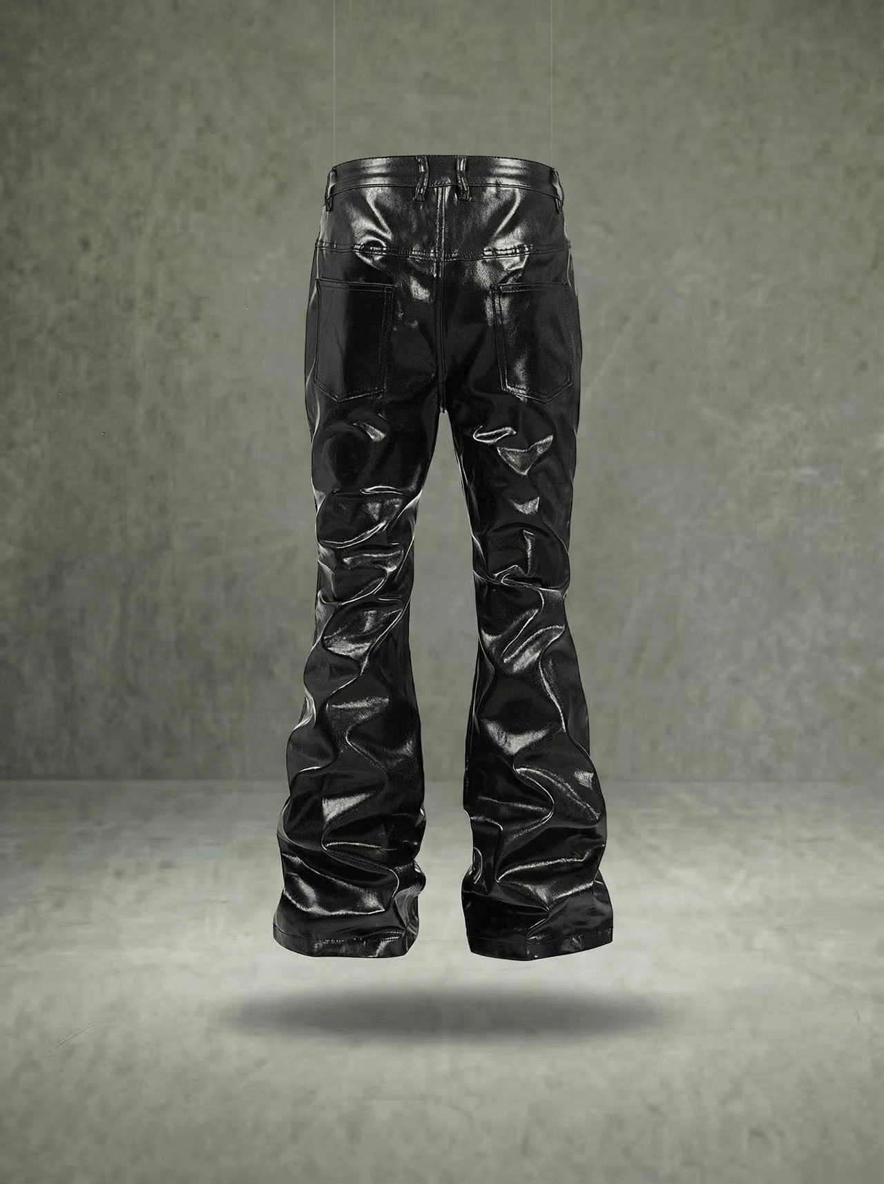 ZIPPER DETAIL FLARE LEATHER PANTS
