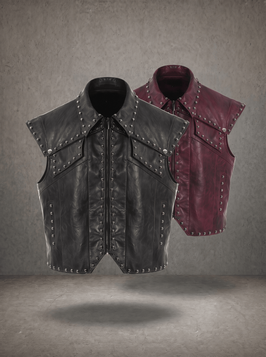 STUDDED PUNK LEATHER VEST