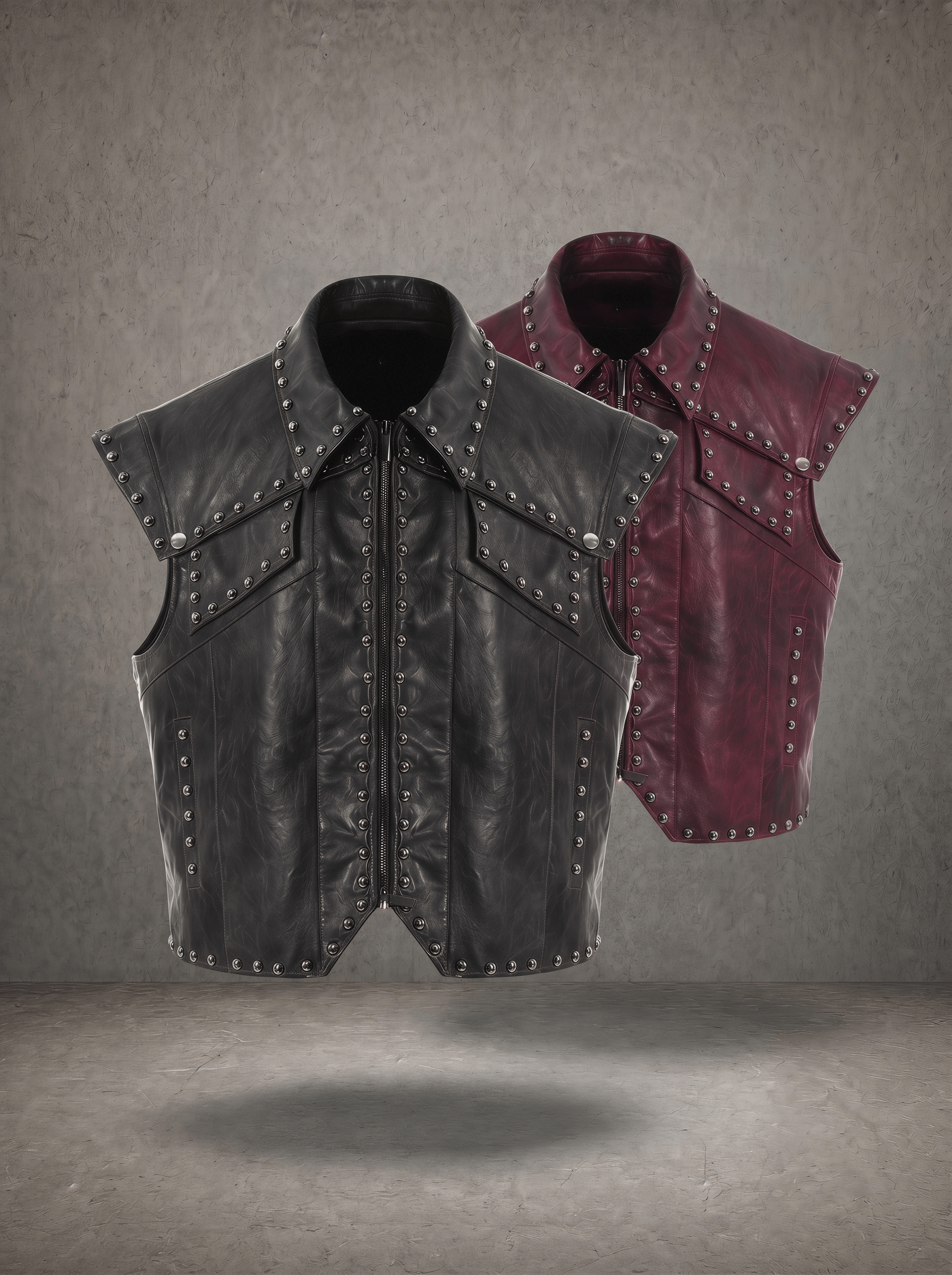 STUDDED PUNK LEATHER VEST
