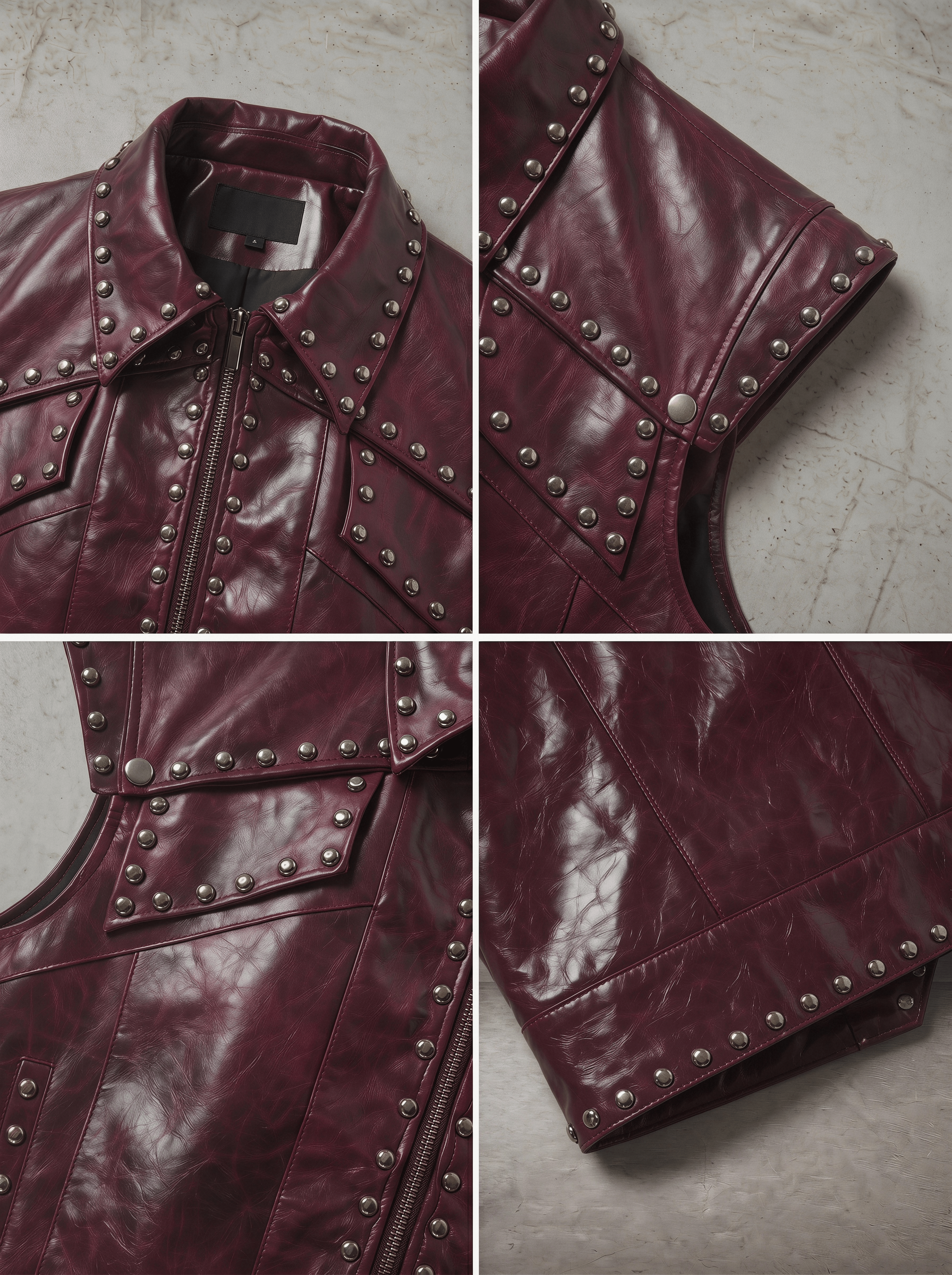 STUDDED PUNK LEATHER VEST