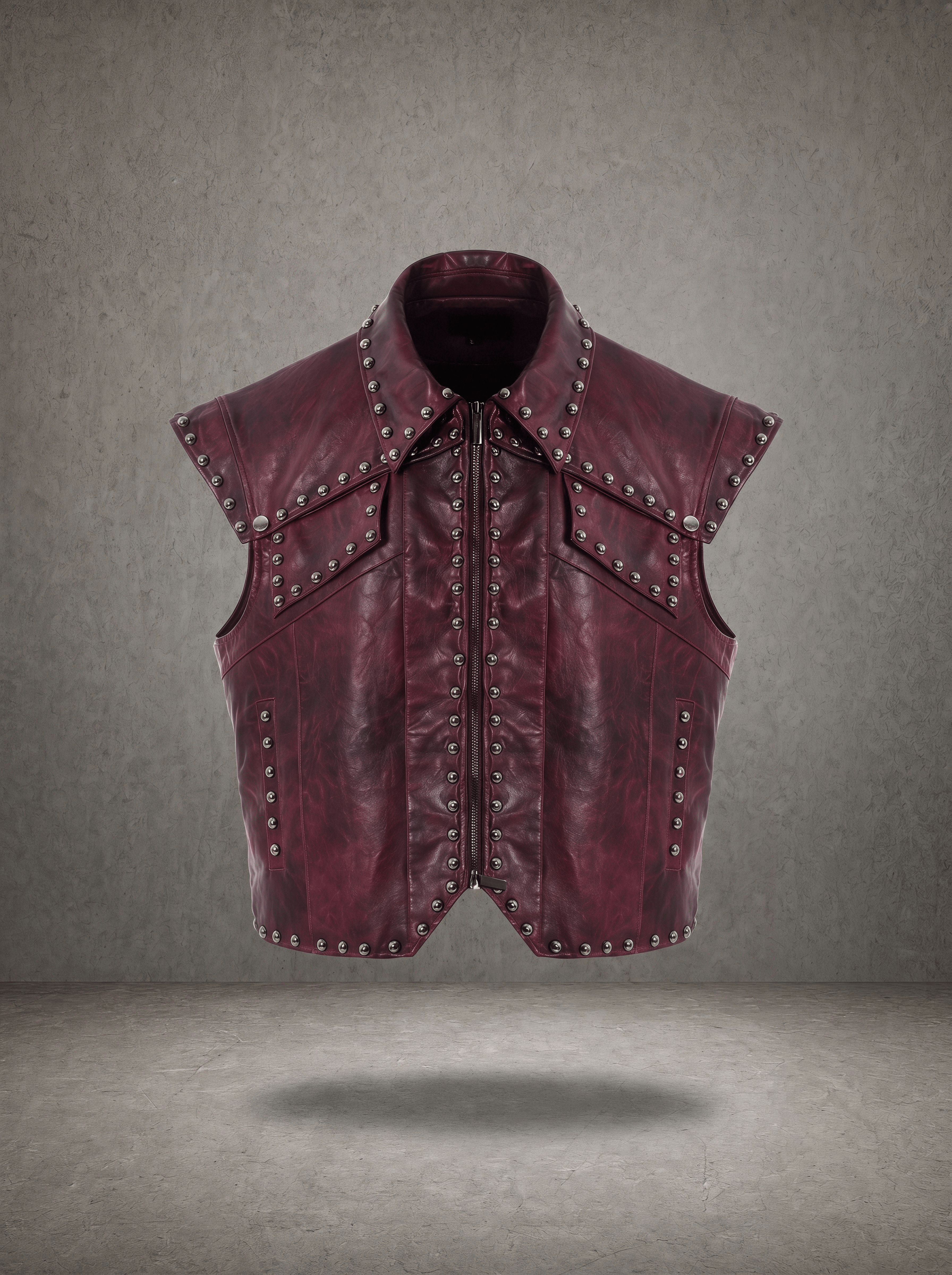 STUDDED PUNK LEATHER VEST